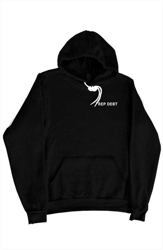 REP DEBT Pullover Hoodie - Black front