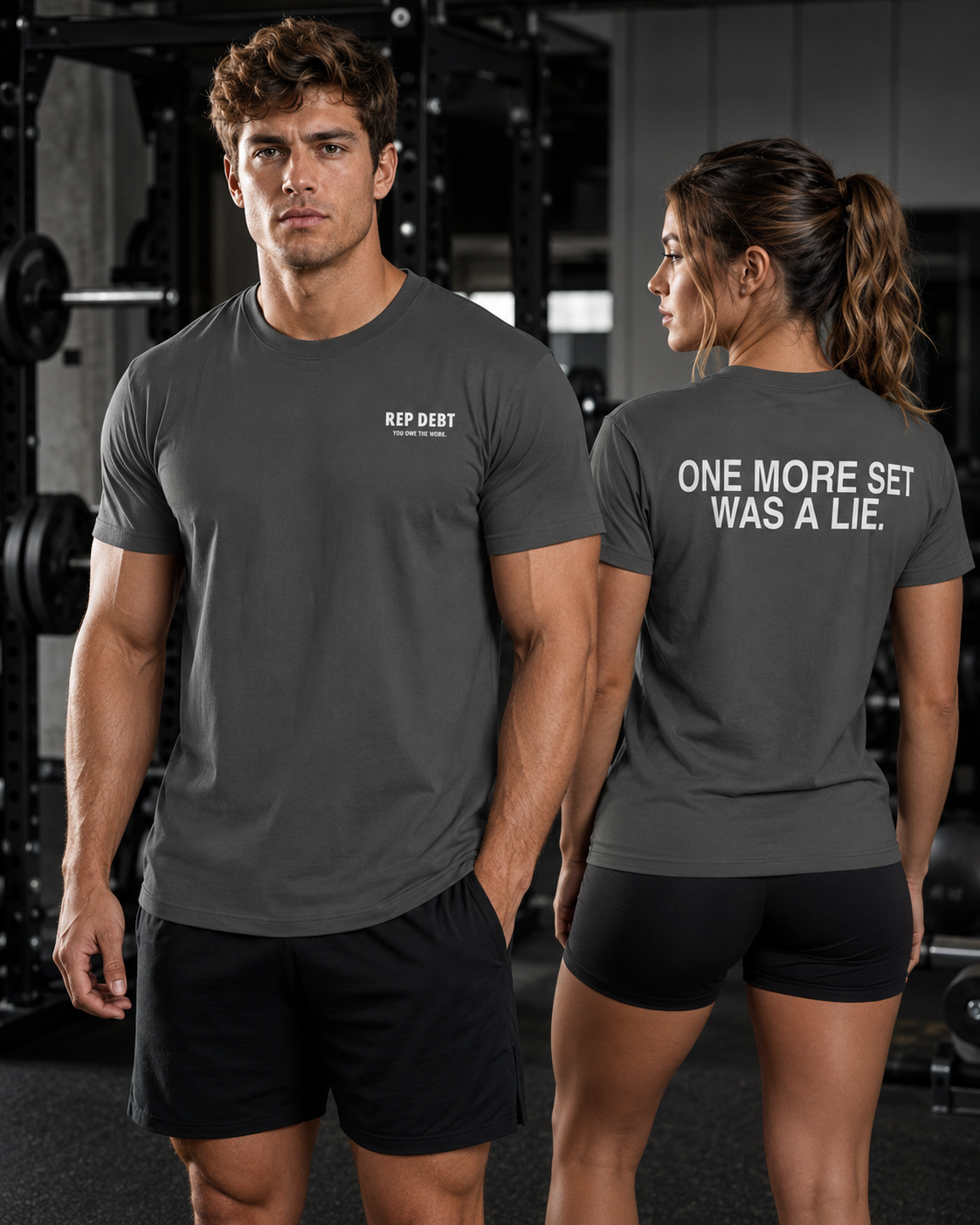 REP DEBT One More Set Was A Lie Tee - Graphite
