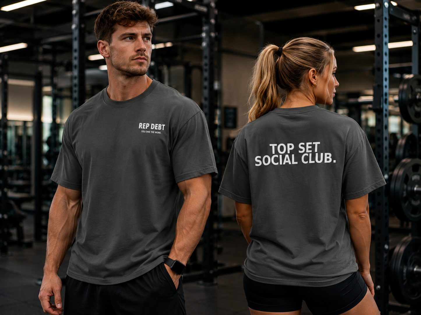 REP DEBT Top Set Social Club Tee - Pepper
