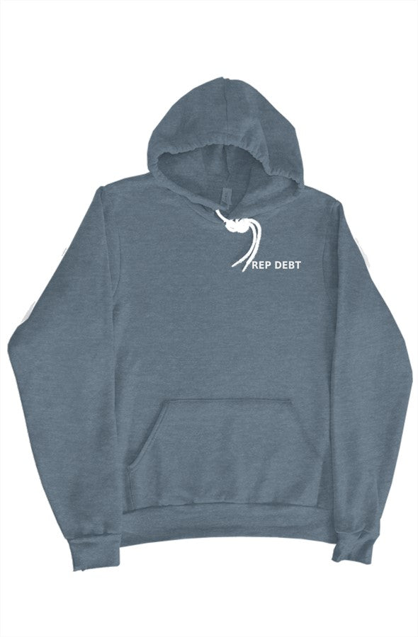 REP DEBT Pullover Hoodie - Heather Slate front