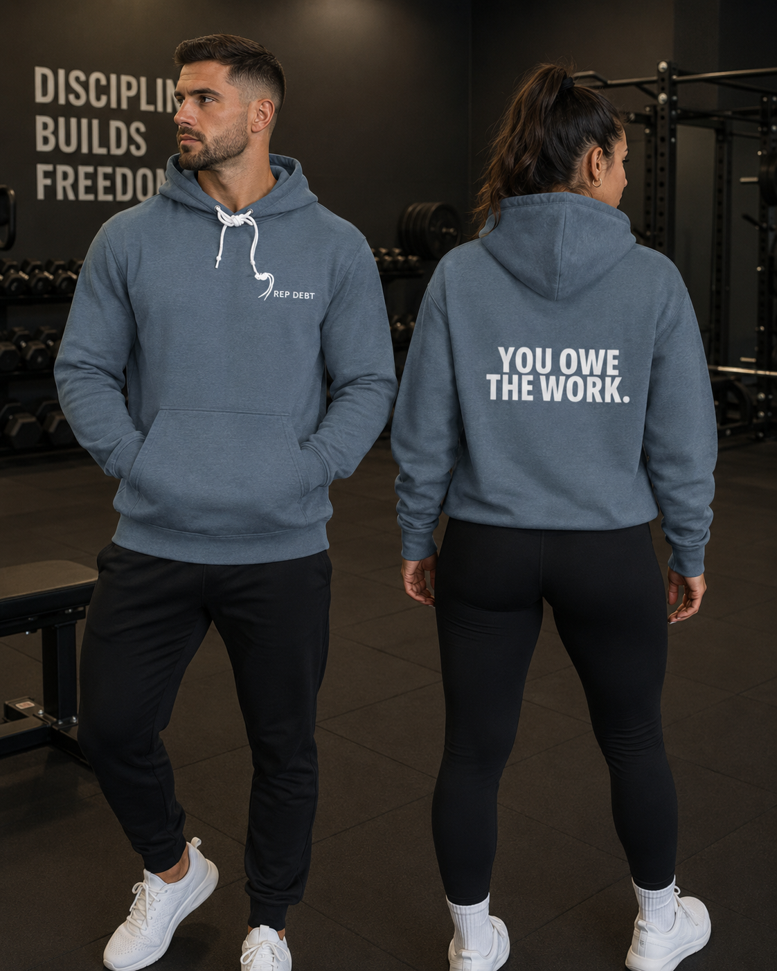 REP DEBT Pullover Hoodie - Black lifestyle