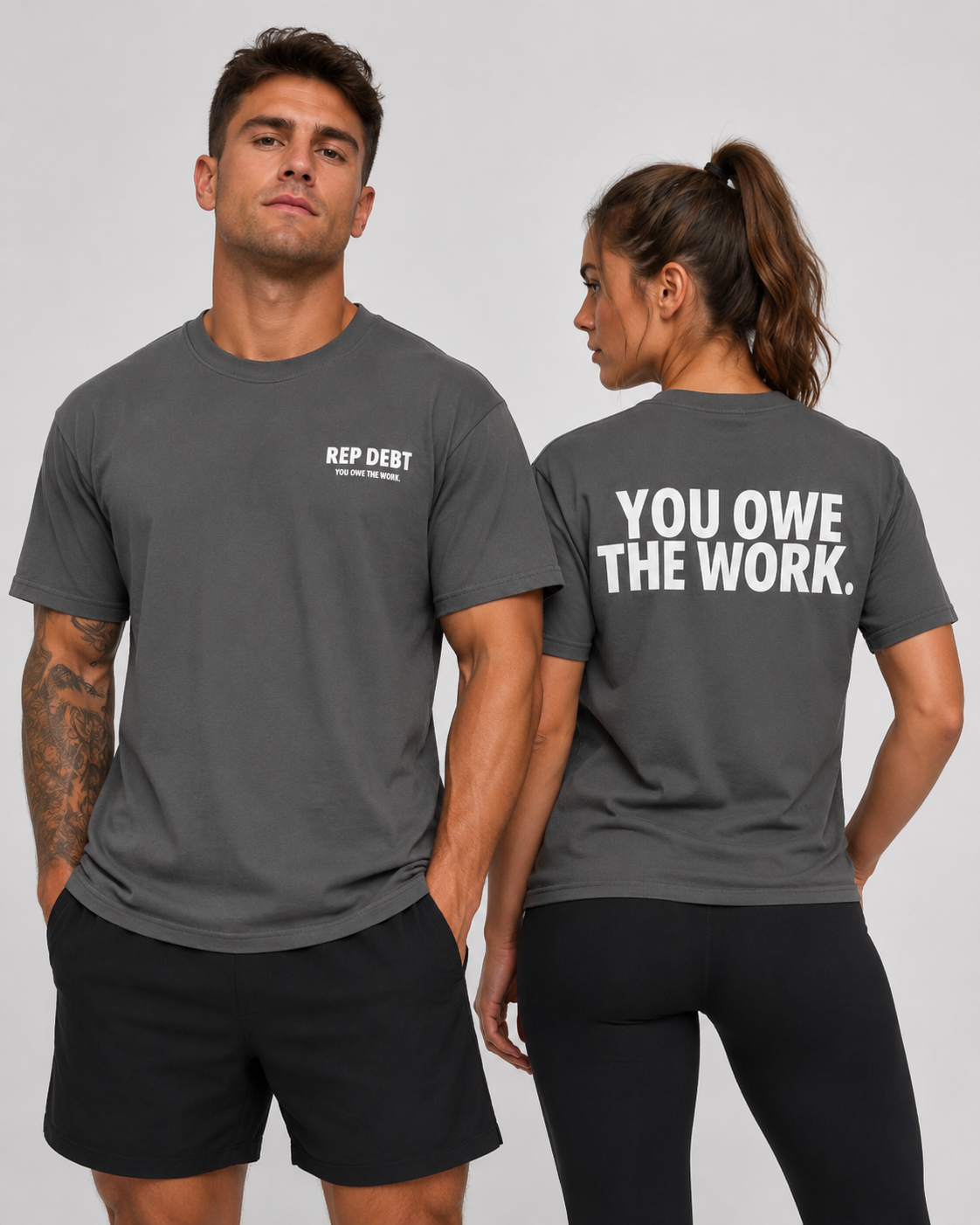 REP DEBT You Owe The Work Tee - Graphite